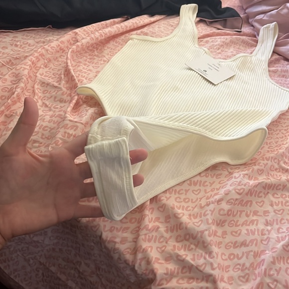 ❤️🔥3/$15❤️🔥 NWT WOMENS STRETCHY CUTE WHITE CREAM BODYSUIT - Picture 3 of 5